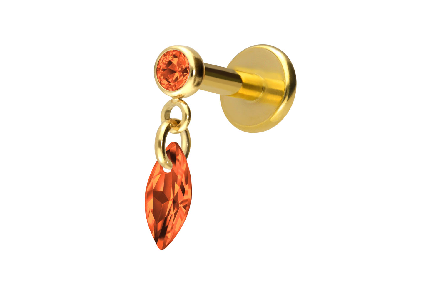 Titan Labret Piercing mit Innengewinde KRISTALLOVAL